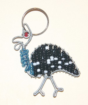 Guinea Fowl Beaded Wire Key Chain