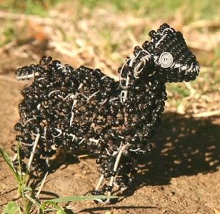 Little Black Beaded Wire Sheep